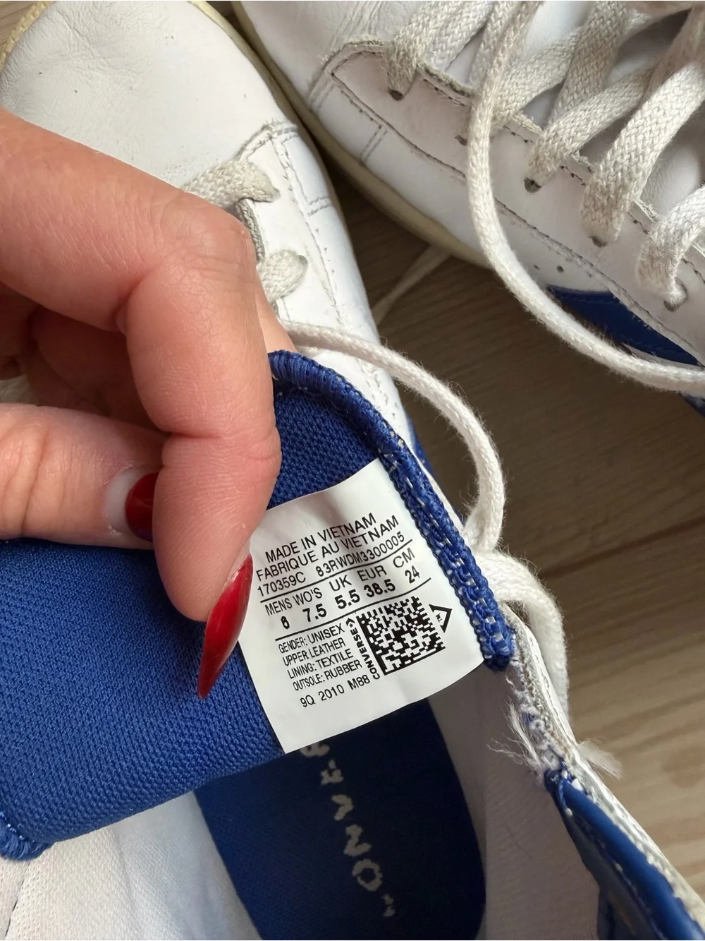 Converse White High Top Sneakers with Blue Star Chevron - Picture 6 of 6